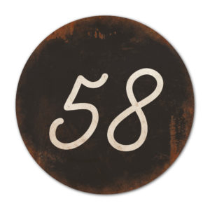 Huisnummer rond type 2 Koenmeloen zwart wit