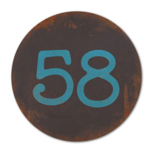 Huisnummer rond type 3   Koenmeloen   zwart blauw