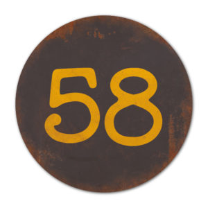 Huisnummer rond type 3   Koenmeloen   zwart geel