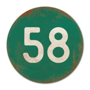 Huisnummer rond type 4 Koenmeloen donker groen wit