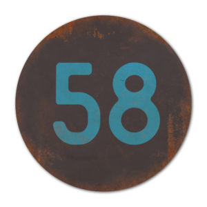 Huisnummer rond type 4 Koenmeloen zwart blauw