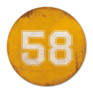 Huisnummer rond type 5   Koenmeloen   geel wit