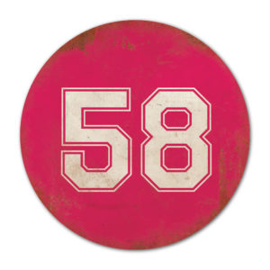 Huisnummer rond type 5   Koenmeloen   knalroze wit