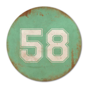 Huisnummer rond type 5   Koenmeloen   mint wit