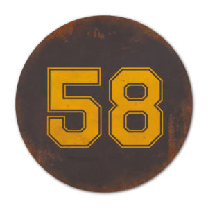 Huisnummer rond type 5   Koenmeloen   zwart geel