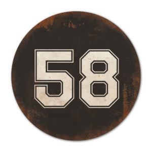 Huisnummer rond type 5   Koenmeloen   zwart wit