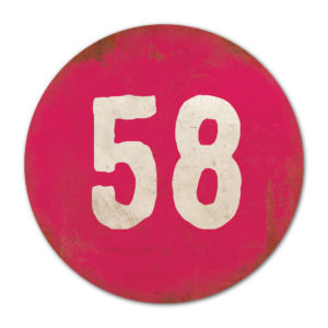 Huisnummer rond type 6   Koenmeloen   knalroze wit