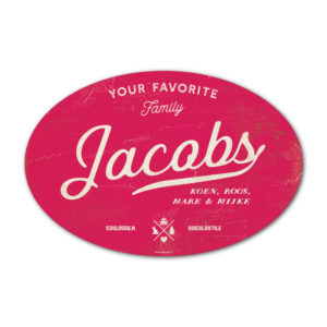 Naambord-Jacobs-koenmeloen-knalroze-wit