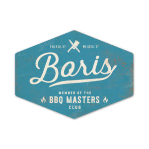 bbq master - vader cadeau - koenmeloen naamborden - blauw wit