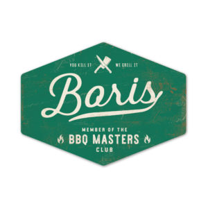 bbq master - vader cadeau - koenmeloen naamborden - donkergroen wit