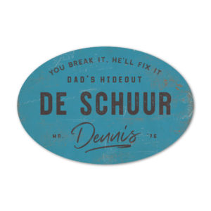de schuur - vader cadeau - koenmeloen naamborden - blauw zwart