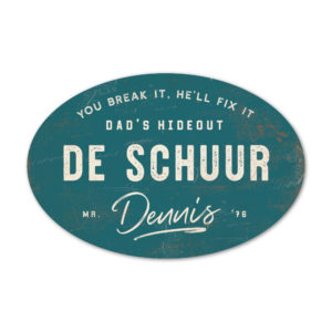 de schuur - vader cadeau - koenmeloen naamborden - petrol-blauw wit