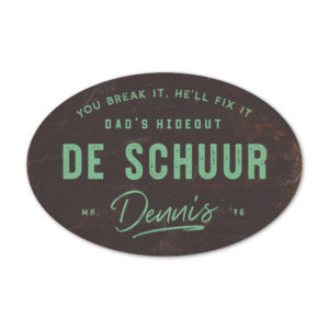 de schuur - vader cadeau - koenmeloen naamborden - zwart mint