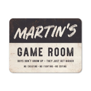 gameroom- cadeau - koenmeloen naamborden - wit zwart