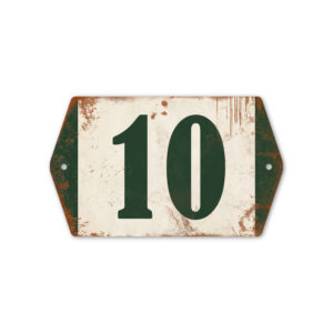 Huisnummer retro   Koenmeloen   donker groen wit