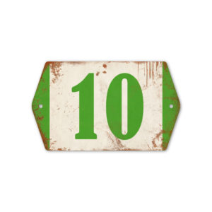 Huisnummer retro   Koenmeloen   groen wit