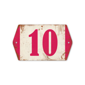 Huisnummer retro   Koenmeloen   knalroze wit