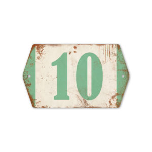 Huisnummer retro   Koenmeloen   mint wit