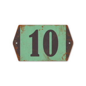 Huisnummer retro   Koenmeloen   zwart mint